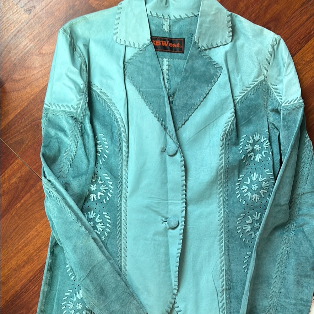Women's Teal Leather Jacket